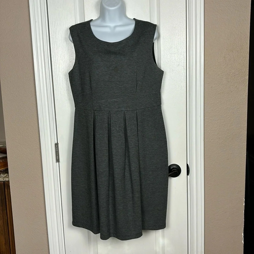 Carole Little Women's Jewel Neck Sleeveless Pleated Midi Career Dress Size 14